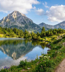 Планински преход край Бъндеришките езера в Пирин близо до Банско