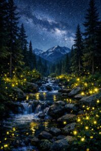 Светлячки в лесу под Банско летом