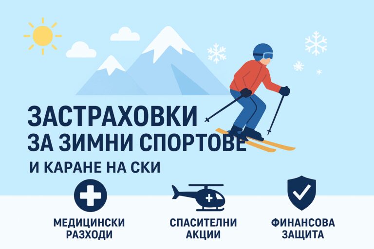 Скиори в планината Пирин с икона на застраховка – безопасност при зимни спортове в Банско