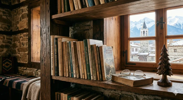 A collection of books about Bansko and the history of the Pirin region