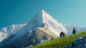 Illustrative 3D map of the route from Vihren hut to Vihren peak through the Kabata area (the King's Trail).