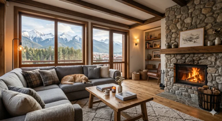 Уютно обзавеждане на жилище в Банско с гледка към планината