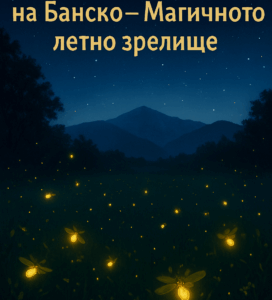 Светулки осветяват летна поляна в района на Банско, Пирин – нежни светлини в тъмната вечер