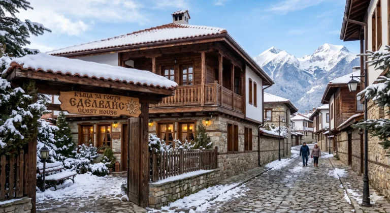 Traditional guest house on Edelweiss Street in Bansko