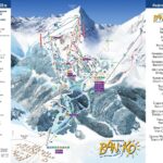 Карта на ски пистите и лифтовете в Банско, България, с маркировка на трасета от 990 до 2600 метра височина.