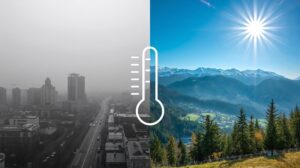 Climate comparison: smog and fog in the big city versus sunny weather and clean air in Bansko and Pirin.