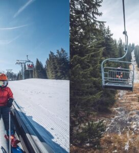 Сравнение между условията за ски в Банско и Добринище - модерни лифтове срещу ретро седалков лифт.