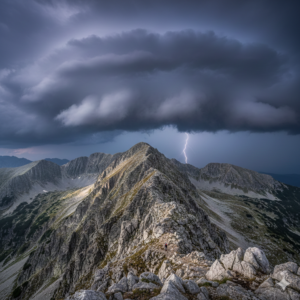Thunderstorm over the Koncheto ridge in Pirin Mountain