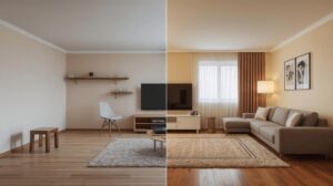 Comparison between an unfurnished property and a fully furnished apartment in Bansko by a foreigner