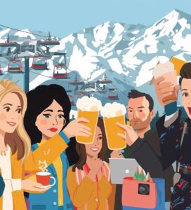 Колаж с всички видове туристи в Банско - от номади до скиори