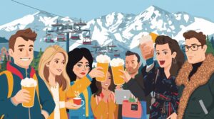 A collage of all types of tourists in Bansko - from nomads to skiers