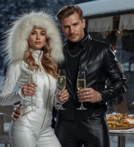 Руски туристи с шампанско и кожи на пистата в Банско