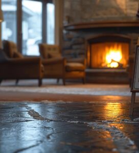 Знак забранено влизането със ски обувки във фоайе на хотел в Банско.