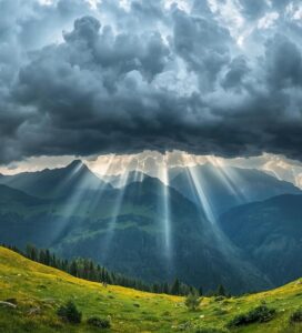 Приближаваща гръмотевична буря (кумулонимбус) над връх Вихрен в Пирин.