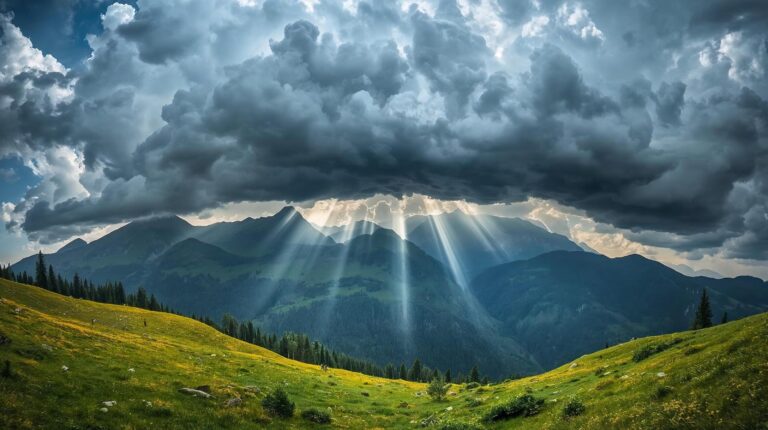 An approaching thunderstorm (cumulonimbus) over Vihren Peak in Pirin.