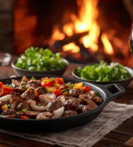 Здравословна вечеря в механа в Банско – сач със зеленчуци и месо, подходящ за диета.