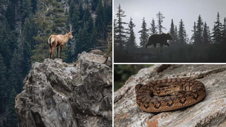 A wild goat on rocks in Pirin and a warning about bears and snakes.