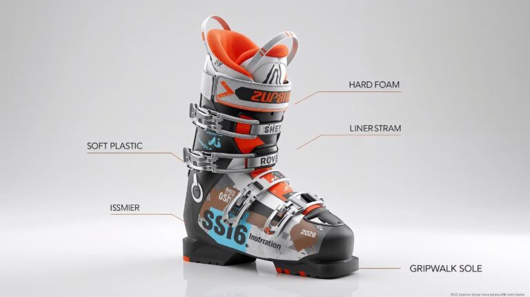 Anatomy of a ski boot – shell, sock and GripWalk sole.