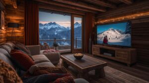 Cozy room in Bansko with a view of Pirin and a ski movie on the TV