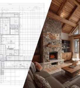 Сравнение между архитектурен план и реално обзавеждане на апартамент в Банско