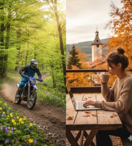 Ендуро моторист в Пирин през пролетта и дигитален номад в Банско през есента