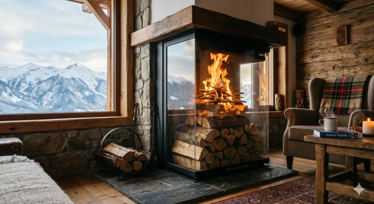 Правилно подреждане на дърва в камина по швейцарски метод в Банско