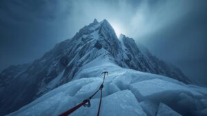 Icy marble edge of Vihren and Koncheto peaks in winter – dangerous conditions in Pirin.