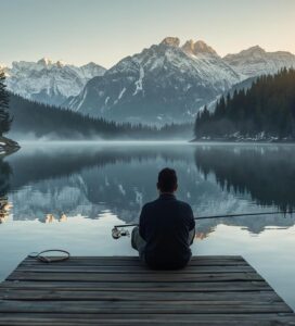 Риболов на язовир Белизмата край Банско с гледка към Пирин планина