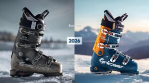 Comparison between old ski boots and the new 2026 models with BOA system.