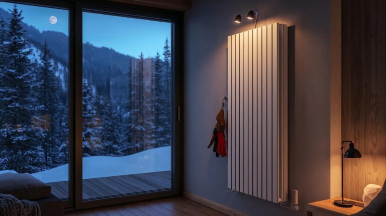 Comparison of heat pump heating and air conditioning in an apartment in Bansko with a view of Pirin Mountain.