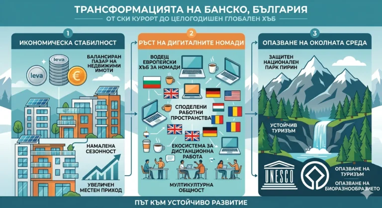 Диаграма на устойчивото развитие на Банско – икономика, номади и природа