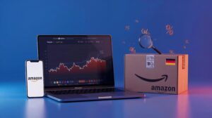 Laptop with Keepa price tracking chart and shipment from Amazon Germany