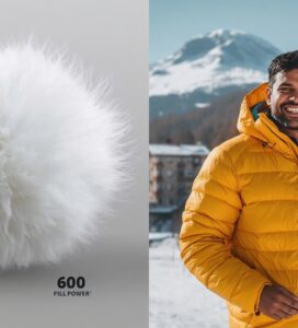 Сравнение на Fill Power 600 и 800 и човек с пухено яке в Банско