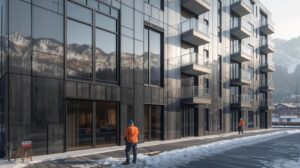 Жилищна сграда в Банско на етап Акт 15 с готова фасада