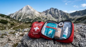 Аптечка за планина с лепенки за мехури и бинт в Пирин