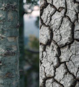 Сравнение между кора и иглички на Бяла мура и Черна мура в Пирин