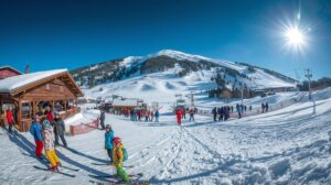 Shiligarnika ski area in Bansko in winter with lifts and slopes under Todorka Peak