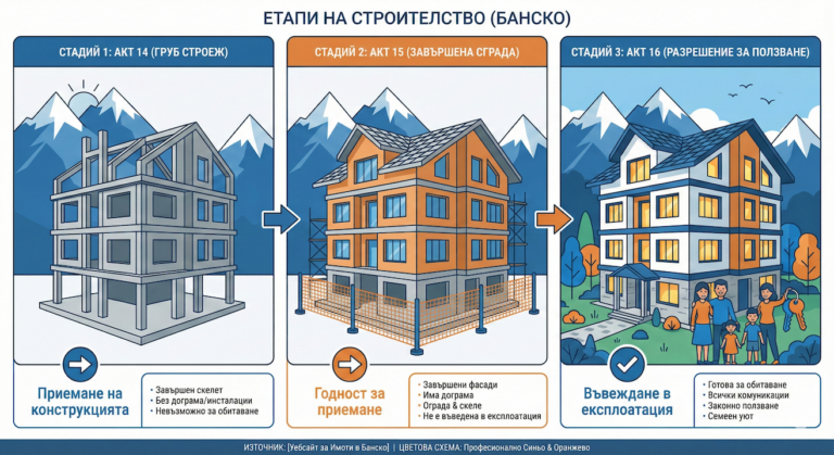 Infographics for the construction stages - Act 14, 15 and 16
