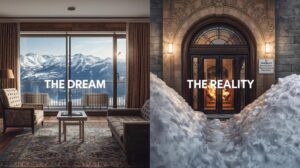 Difference between advertisement and reality for properties in Bansko ski resort