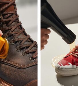 вакса за кожа и трик със свещ за платнени обувки.