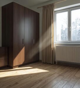 Стандартен неремонтиран апартамент в Банско с мебели венге и стар ламинат