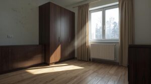 Standard unrenovated apartment in Bansko with wenge furniture and old laminate