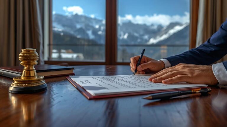 Signing a notarial deed at a notary in Bansko