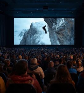 Публика в кинозала на Банско Филм Фест гледа екстремно видео