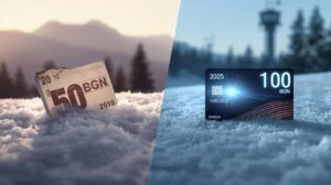 Comparison of prices of lift tickets 2025 and 2010 in Bansko, Borovets and Pamporovo.