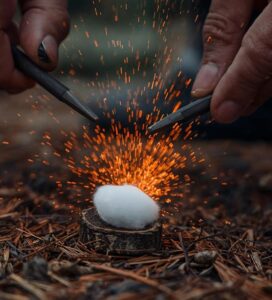 Палене на огън с магнезиева запалка и искра