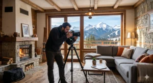 Професионално заснемане на снимки на имоти в Банско с изглед към Пирин.