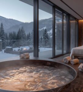 Луксозен СПА център в Банско с гледка към Пирин планина и джакузи
