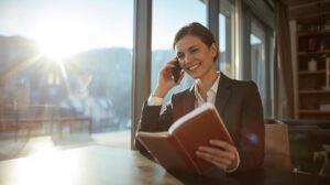 A real estate broker in Bansko is having a phone conversation with a client