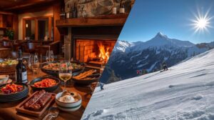 Comparison between All Inclusive hotel buffet and skiing in Bansko Pirin Mountain.